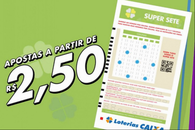 Resultado da loteria Super Sete, concurso 704, hoje, segunda-feira, 09 de junho de 2025 (09/06/25). O prêmio é de R$ 1,4 milhão