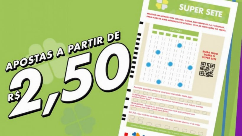 Resultado da loteria Super Sete, concurso 704, hoje, segunda-feira, 09 de junho de 2025 (09/06/25). O prêmio é de R$ 1,4 milhão 