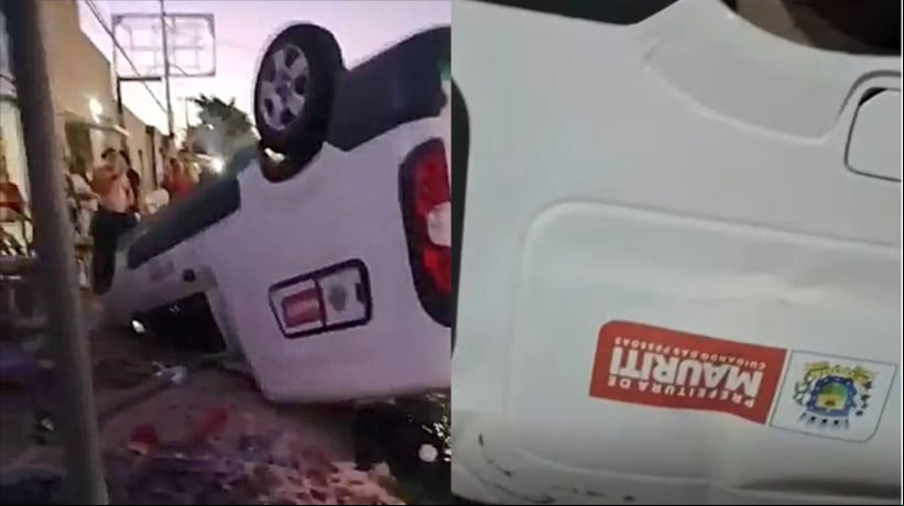 AmbulÃ¢ncia capota ao desviar de moto em rodovia no CearÃ¡. O acidente aconteceu na rodovia que liga Juazeiro do Norte a Barbalha
 