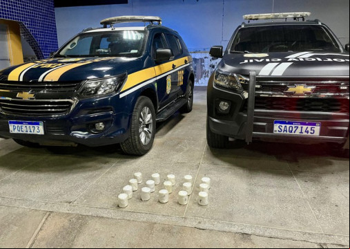 PRF encontrou 16 invólucros plásticos com  os 6,4 kgde substância análoga à cocaína com a mulher, num ônibus em Milagres, na BR-116